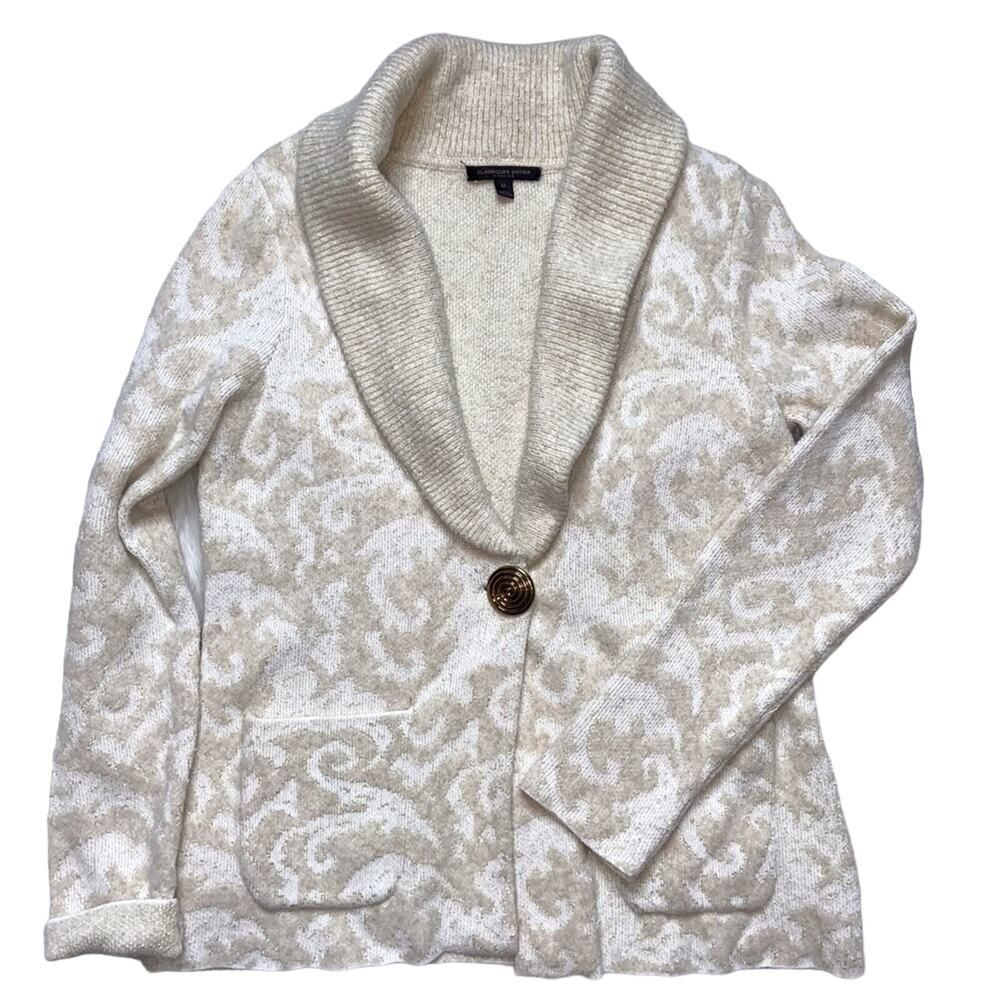 Classiques Entier Women's Cardigan Sweater Beige And Gold Medium !